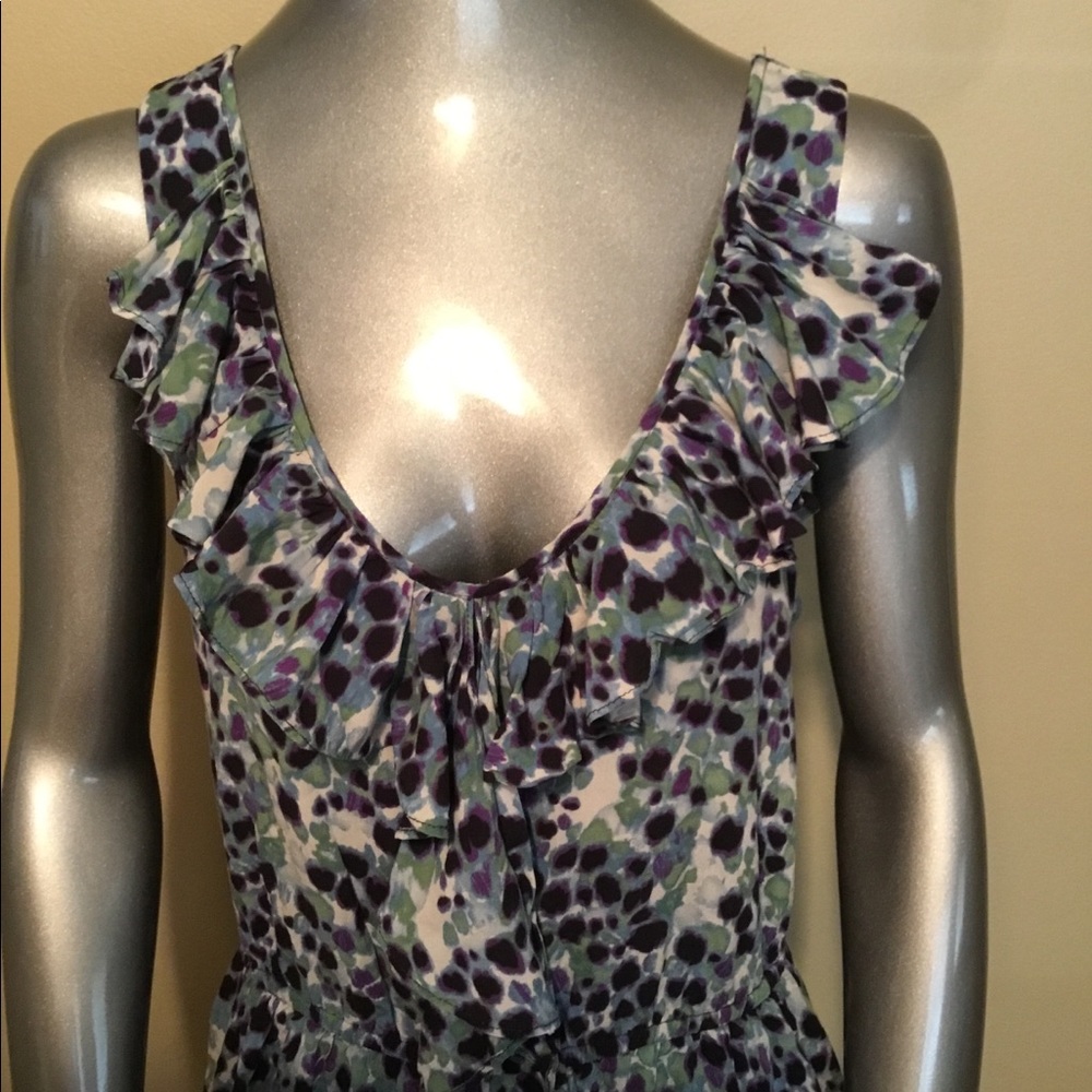 Bcbgeneration Green Geometric Ruffle Lined Dress - image 2